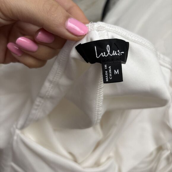 Lulus Iveta White Cutout Ruffled Sleeveless Midi Dress Size Medium Bridal Sexy - Picture 4 of 8